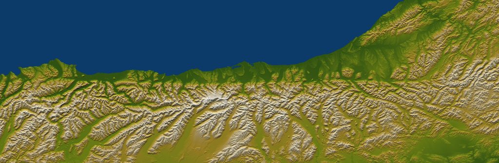 Color elevation model of coastal terrain