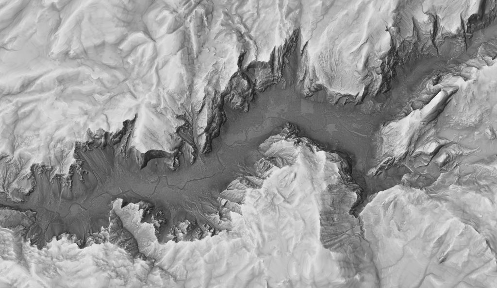 LiDAR shaded-relief terrain model