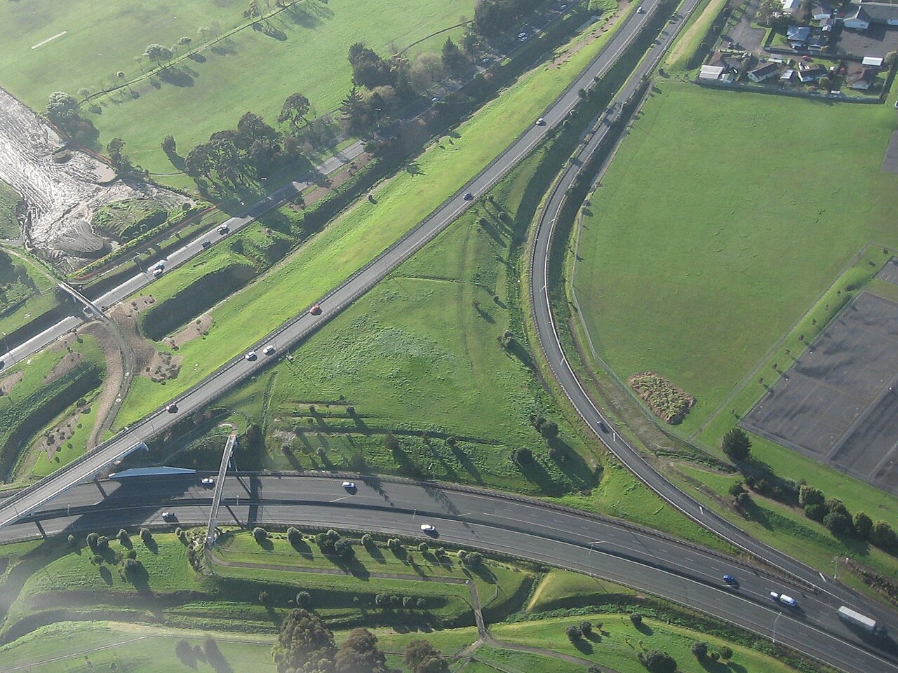 Aerial data over a highway interchange and transportation corridor